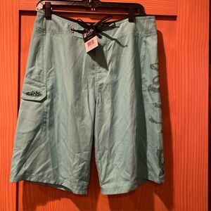 Salt Life Men’s SLX-QD Teal Green Swim Trunks Boardshorts NWT Size 32 11” Inseam